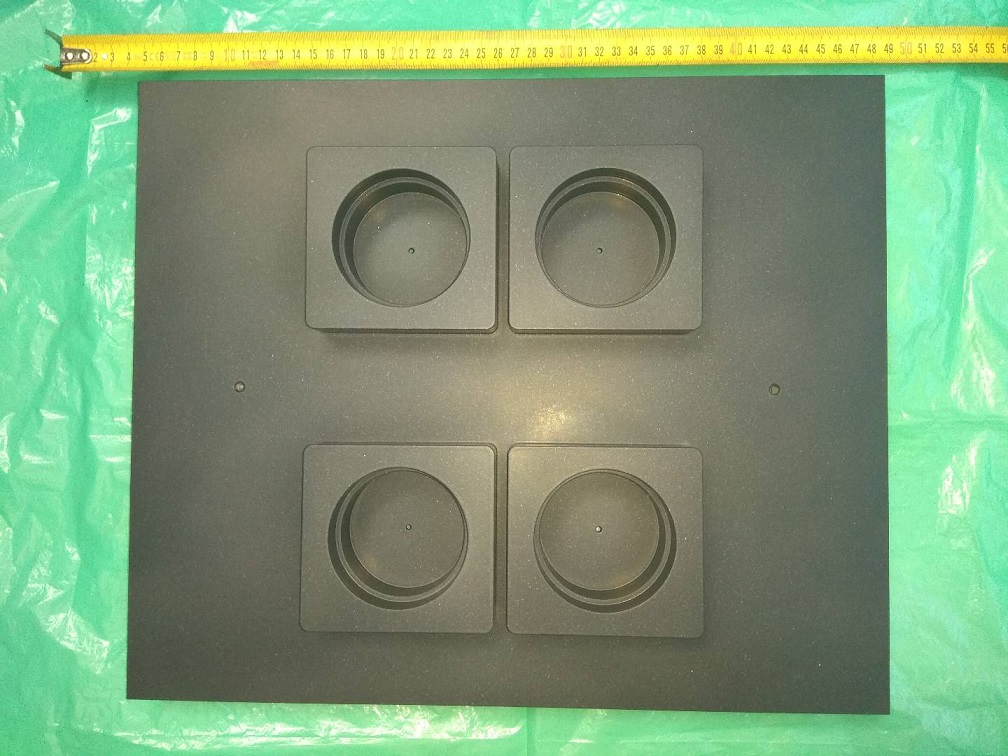 Tray sealing plate for packing small electric parts.